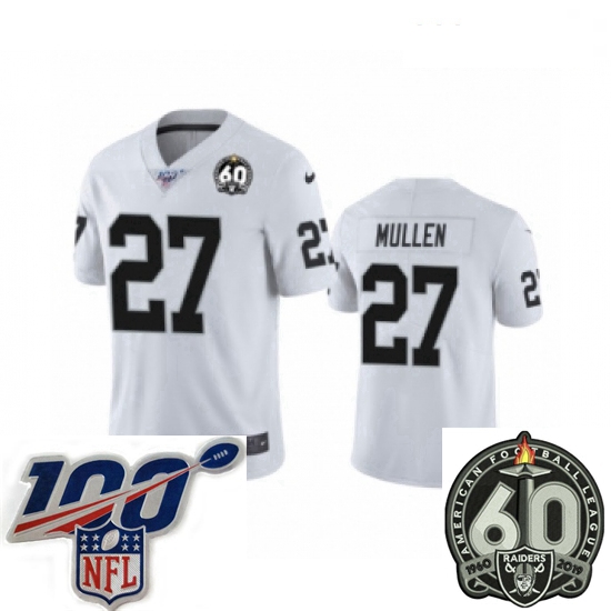 Women Oakland Raiders #27 Trayvon Mullen White 60th Anniversary Vapor Untouchable Limited Player 100