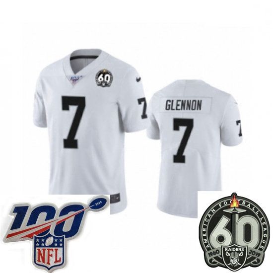 Men Oakland Raiders #7 Mike Glennon White 60th Anniversary Vapor Untouchable Limited Player 100th Se