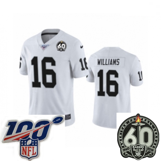 Men Oakland Raiders #16 Tyrell Williams White 60th Anniversary Vapor Untouchable Limited Player 100t