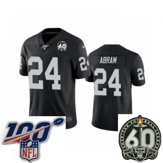 Men Oakland Raiders #24 Johnathan Abram Black 60th Anniversary Vapor Untouchable Limited Player 100t