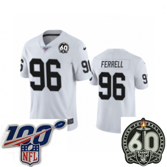 Men Oakland Raiders #96 Clelin Ferrell White 60th Anniversary Vapor Untouchable Limited Player 100th