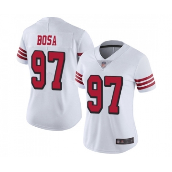 Women's San Francisco 49ers #97 Nick Bosa Limited White Rush Vapor Untouchable Limited Football Jers