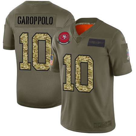 49ers 10 Jimmy Garoppolo Olive Camo Men Stitched Football Limited 2019 Salute To Service Jersey