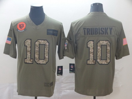 Nike Bears 10 Mitchell Trubisky 2019 Olive Camo Salute To Service Limited Jersey