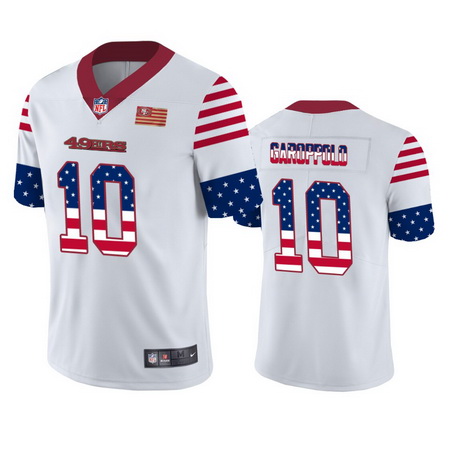 Nike 49ers 10 Jimmy Garoppolo White USA Flag Fashion Limited Jersey