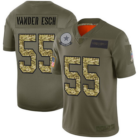 Cowboys 55 Leighton Vander Esch Olive Camo Men Stitched Football Limited 2019 Salute To Service Jers