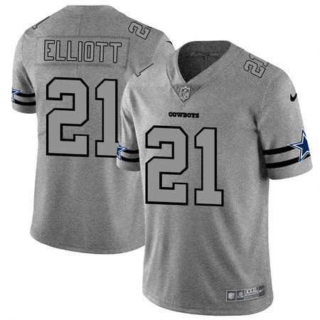 Nike Cowboys 21 Ezekiel Elliott 2019 Gray Gridiron Gray Vapor Untouchable Limited Jersey