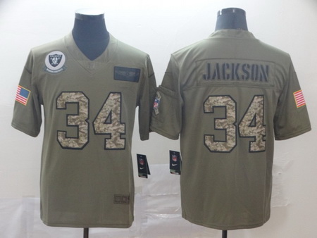 Nike Raiders 34 Bo Jackson 2019 Olive Camo Salute To Service Limited Jersey