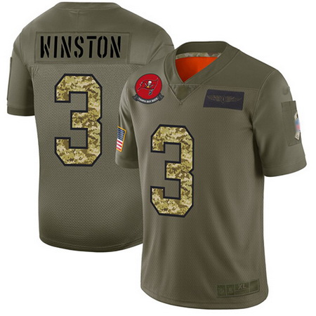 Nike Buccaneers 3 Jameis Winston Olive Camo Men Stitched Football Limited 2019 Salute To Service Jer