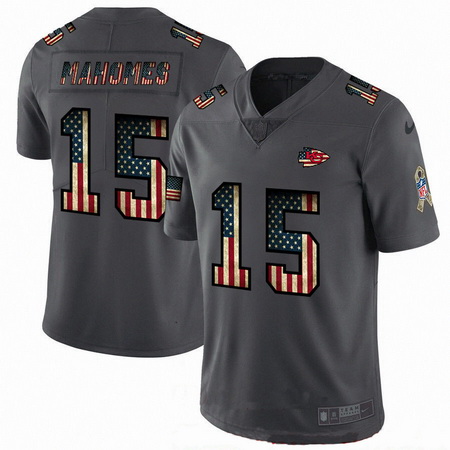 Nike Chiefs 15 Patrick Mahomes 2019 Salute To Service USA Flag Fashion Limited Jersey