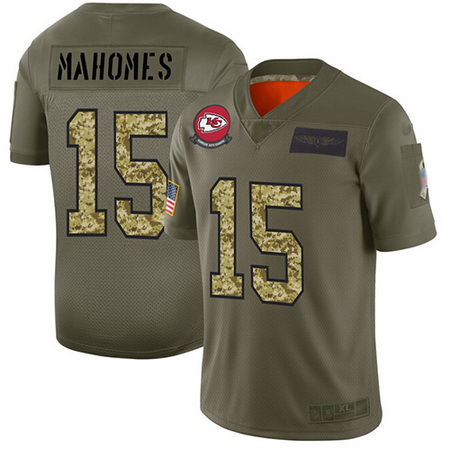 Nike Chiefs 15 Patrick Mahomes Olive Camo Men Stitched Football Limited 2019 Salute To Service Jerse