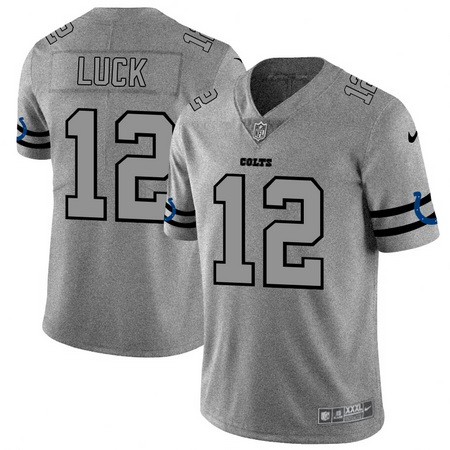 Nike Colts 12 Andrew Luck 2019 Gray Gridiron Gray Vapor Untouchable Limited Jersey