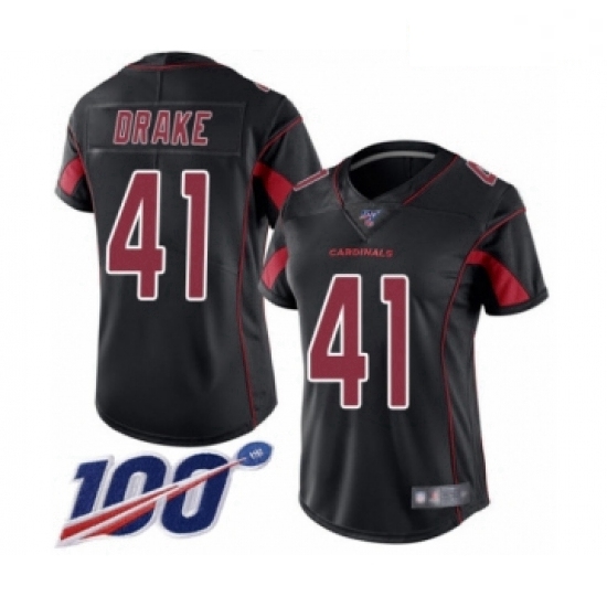 Women's Arizona Cardinals #41 Kenyan Drake Limited Black Rush Vapor Untouchable 100th Season Footbal