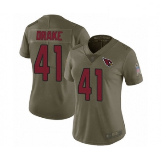 Women's Arizona Cardinals #41 Kenyan Drake Limited Olive 2017 Salute to Service Football Jersey