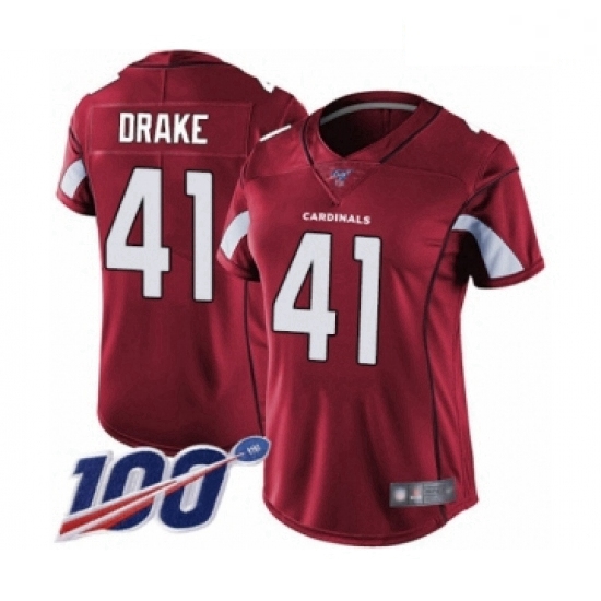 Women's Arizona Cardinals #41 Kenyan Drake Red Team Color Vapor Untouchable Limited Player 100th Sea