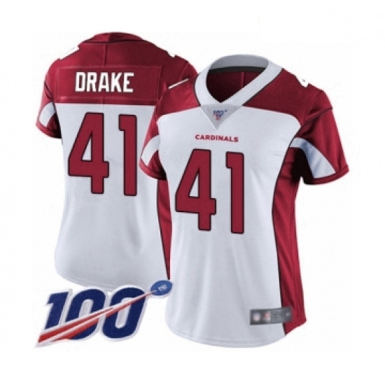 Women's Arizona Cardinals #41 Kenyan Drake White Vapor Untouchable Limited Player 100th Season Footb