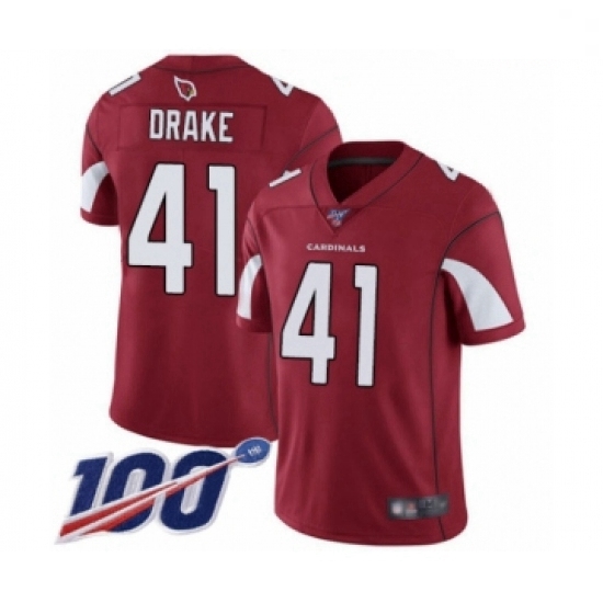 Men Arizona Cardinals #41 Kenyan Drake Red Team Color Vapor Untouchable Limited Player 100th Season 