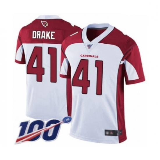 Men Arizona Cardinals #41 Kenyan Drake White Vapor Untouchable Limited Player 100th Season Football 