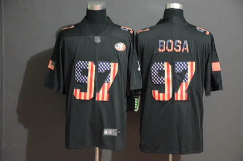 49ers 97 Nick Bosa 2019 Black Salute To Service USA Flag Fashion Limited Jersey