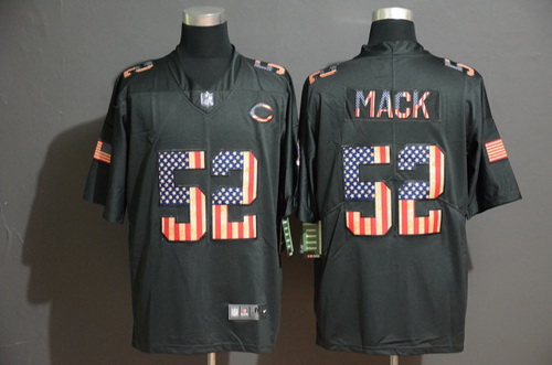 Bears 52 Khalil Mack 2019 Black Salute To Service USA Flag Fashion Limited Jersey