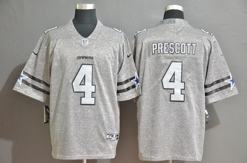 Cowboys 4 Dak Prescott 2019 Gray Gridiron Gray Vapor Untouchable Limited Jersey