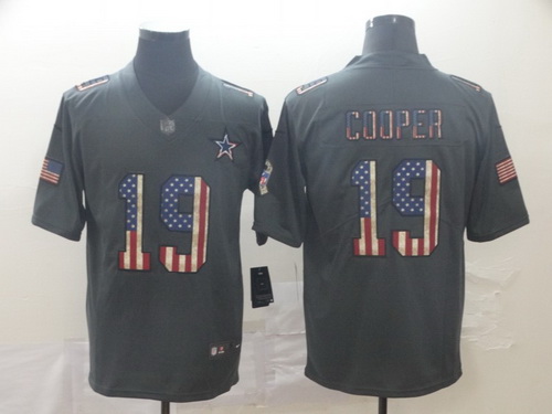 Cowboys 19 Amari Cooper 2019 Salute To Service USA Flag Fashion Limited Jersey