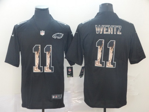 Eagles 11 Carson Wentz Black Statue Of Liberty Limited Jersey