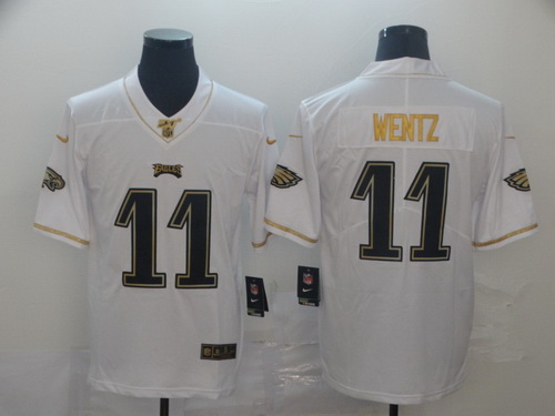 Eagles 11 Carson Wentz White Gold Vapor Untouchable Limited Jersey