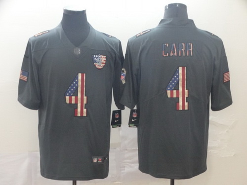 Raiders 4 Derek Carr 2019 Salute To Service USA Flag Fashion Limited Jersey