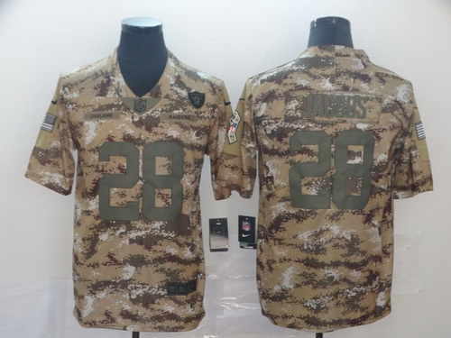 Raiders 28 Josh Jacobs 2018 Camo Salute To Service Limited Jersey