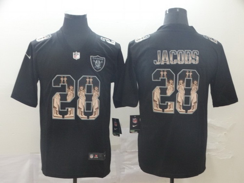 Raiders 28 Josh Jacobs Black Statue Of Liberty Limited Jersey