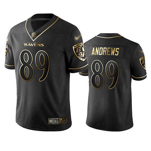 Ravens 89 Mark Andrews Black Men Stitched Football Limited Golden Edition Jersey