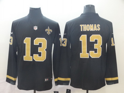 Saints 13 Michael Thomas Black Therma Long Sleeve Jersey