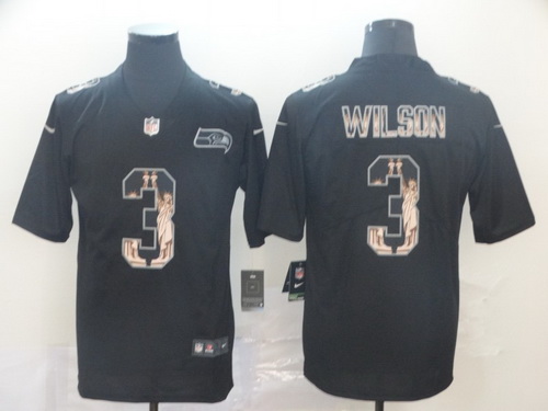 Seahawks 3 Russell Wilson Black Statue Of Liberty Limited Jersey