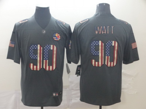 Steelers 90 T J  Watt 2019 Salute To Service USA Flag Fashion Limited Jersey