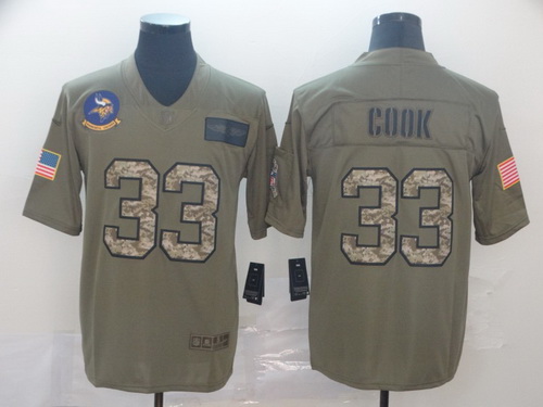 Vikings 33 Dalvin Cook 2019 Olive Camo Salute To Service Limited Jersey