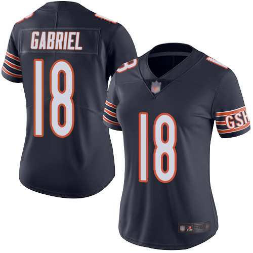 Women Bears 18 Taylor Gabriel Navy Blue Team Color Stitched Football Vapor Untouchable Limited Jerse