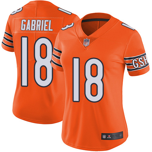 Women Bears 18 Taylor Gabriel Orange Stitched Football Limited Rush Jersey