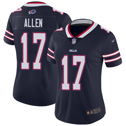 Women Bills 17 Josh Allen Navy Stitched Football Limited Inverted Legend Jersey