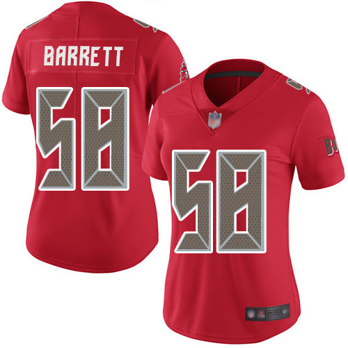 Women Buccaneers 58 Shaquil Barrett Red Stitched Football Limited Rush Jersey