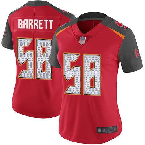 Women Buccaneers 58 Shaquil Barrett Red Team Color Stitched Football Vapor Untouchable Limited Jerse