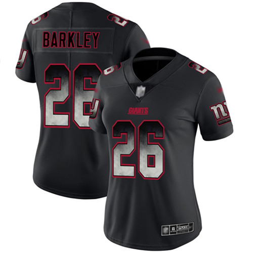 Women Giants 26 Saquon Barkley Black Stitched Football Vapor Untouchable Limited Smoke Fashion Jerse