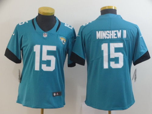 Women Jaguars 15 Gardner Minshew II Teal Vapor Untouchable Limited Jersey