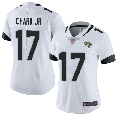 Women Jaguars 17 DJ Chark Jr White Stitched Football Vapor Untouchable Limited Jersey