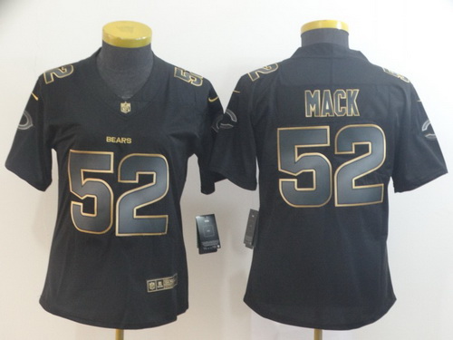 Women Nike Bears 52 Khalil Mack Black Gold Vapor Untouchable Limited Jersey