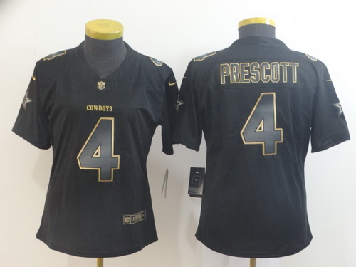 Women Nike Cowboys 4 Dak Prescott Black Gold Vapor Untouchable Limited Jersey