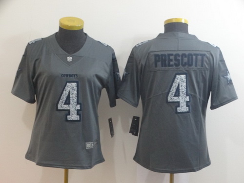 Women Nike Cowboys 4 Dak Prescott Gray Camo Vapor Untouchable Limited Jersey