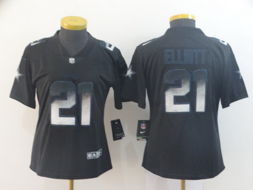 Women Nike Cowboys 21 Ezekiel Elliott Black Arch Smoke Vapor Untouchable Limited Jersey