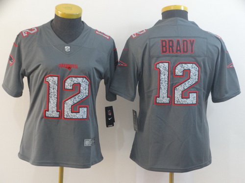 Women Nike Patriots 12 Tom Brady Gray Camo Vapor Untouchable Limited Jersey