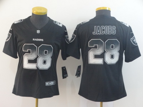 Women Nike Raiders 28 Josh Jacobs Black Arch Smoke Vapor Untouchable Limited Jersey